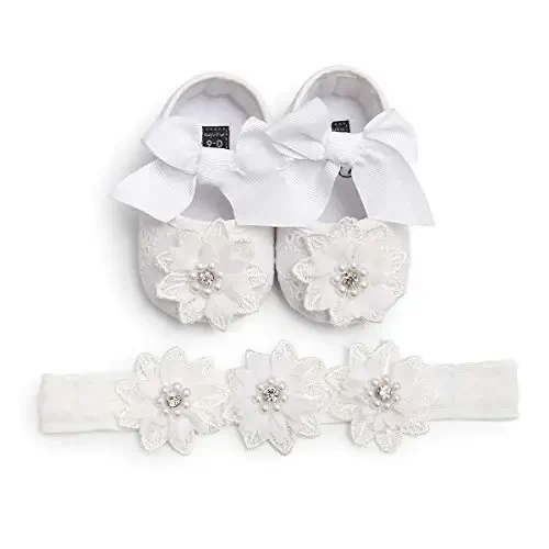 Ohwawadi Infant Baby Girl Shoes Baby Mary Jane Flats Princess Wedding Dress Shoes Newborns, Infants, Babies va kichkintoylar uchun krovat poyabzali - 1