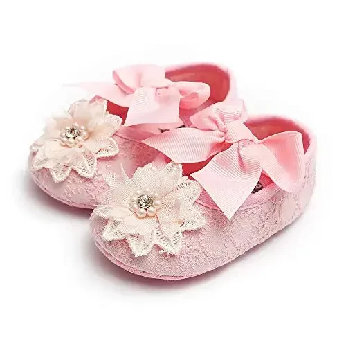 Ohwawadi Infant Baby Girl Shoes Soft Sole Mary Jane Flats Princess Dress Shoes Newborn First Walkers Prewalkers - 4