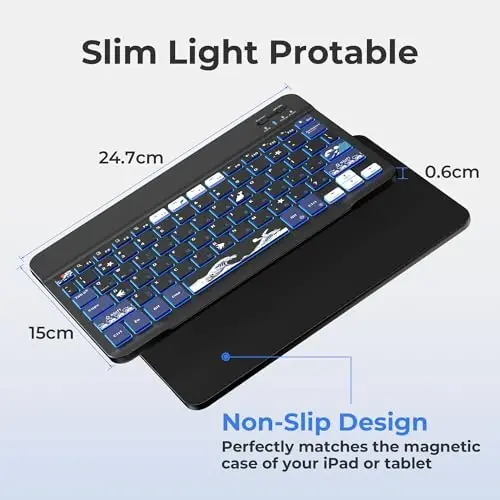 OHY Bluetooth Keyboard for iPad 10th/9th/8th/7th Gen, iPad Pro,iPad Air 13/11 inch & iPad mini | Ultra-Thin Lightweight Wireless Keyboard with Rechargeable Battery & Bluetooth for iOS/Android Devices - 4