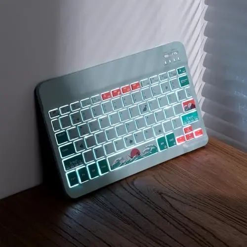 OHY Bluetooth Keyboard, XVX WK80 Portable Travel Keyboard Windows, iOS, Android, iPhone va Planshetlar bilan mos keladi - Moviy - Modazone (1)