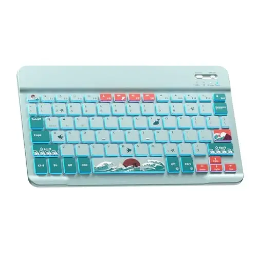 OHY Bluetooth Keyboard, XVX WK80 Portable Travel Keyboard Compatible with Windows, iOS, Android, iPhone, and Tablets-Blue 