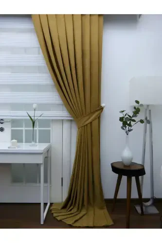 Oil Green Plain Color Backdrop Curtain, Plain Sewing Without Pleats, Buckram Gathering, Single Panel-Oil Green - 8