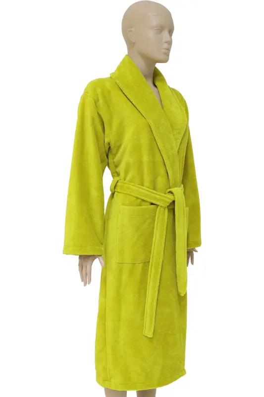 Oil Green Women/Men Unisex Shawl Collar Robe One Piece-oil green - 3