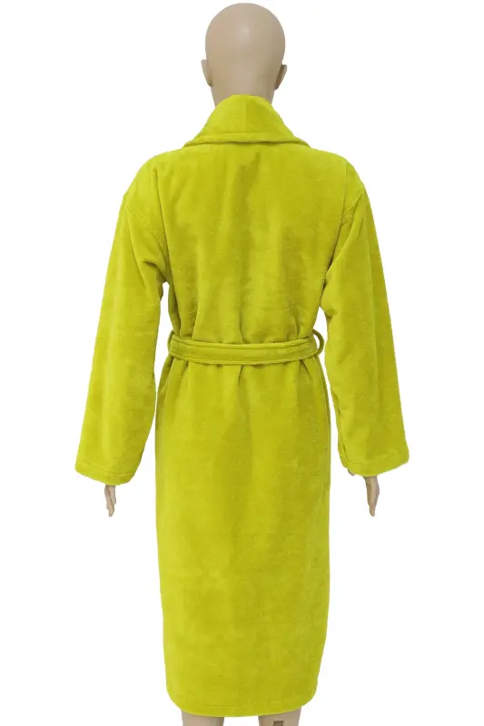 Oil Green Women/Men Unisex Shawl Collar Robe One Piece-oil green - 4
