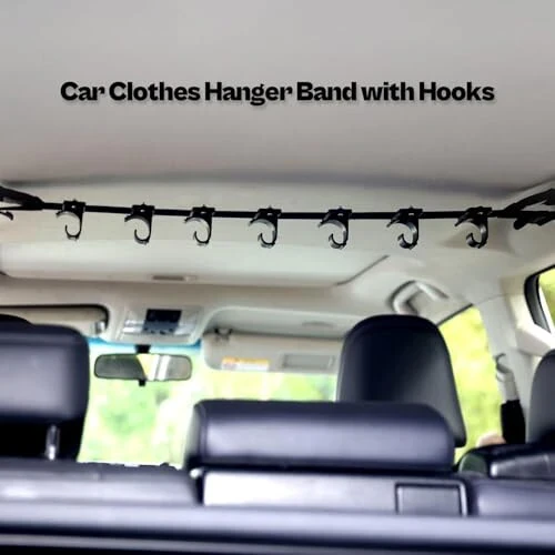 OJYDOIIIY Car Clothes Hanger Bar Strap with Hanging Hooks, Easy-to-Store Car Clothes Organizer Rack for Auto,Sedan,Van,SUV,Truck,Jeep - OJYDOIIIY (1)