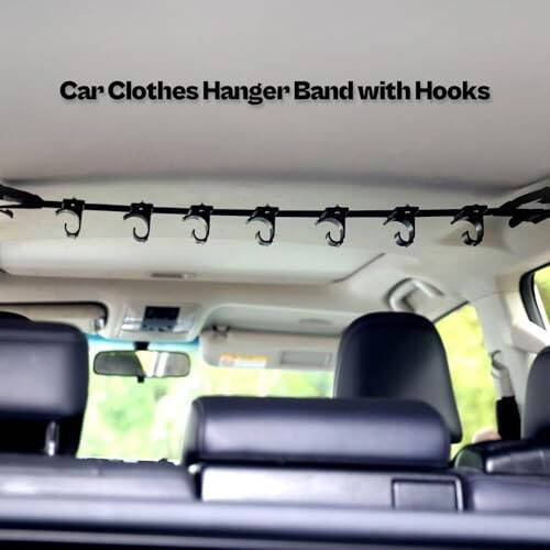 OJYDOIIIY Car Clothes Hanger Bar Strap with Hanging Hooks, Easy-to-Store Car Clothes Organizer Rack for Auto,Sedan,Van,SUV,Truck,Jeep - 2