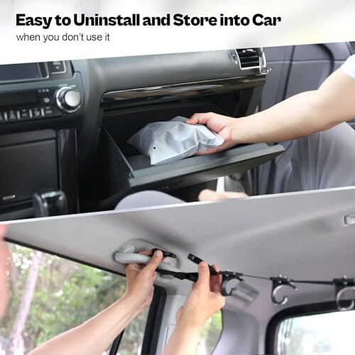 OJYDOIIIY Car Clothes Hanger Bar Strap with Hanging Hooks, Easy-to-Store Car Clothes Organizer Rack for Auto,Sedan,Van,SUV,Truck,Jeep - 4