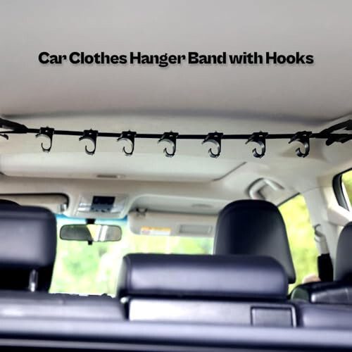 OJYDOIIIY Car Clothes Hanger Bar Strap with Hanging Hooks, Easy-to-Store Car Clothes Organizer Rack for Auto, Sedan, Van, SUV, Truck, Jeep - OJYDOIIIY (1)
