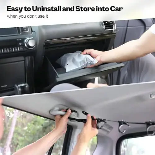 OJYDOIIIY Car Clothes Hanger Bar Strap with Hanging Hooks, Easy-to-Store Car Clothes Organizer Rack for Auto, Sedan, Van, SUV, Truck, Jeep - 4