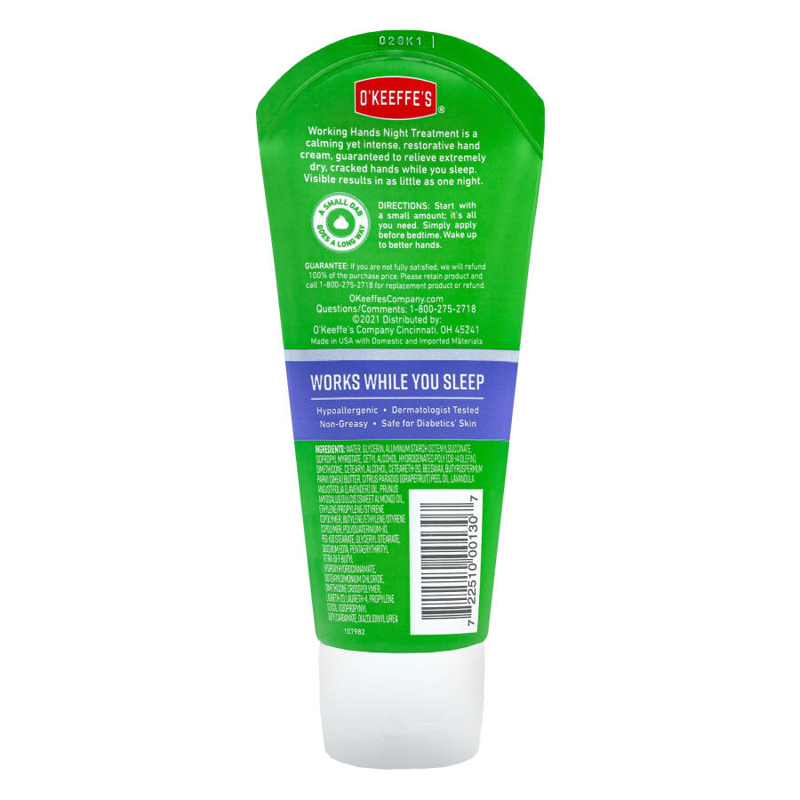 O'Keeffe's Working Hands Night Treatment Hand Cream, 3 Ounce Tube - 2