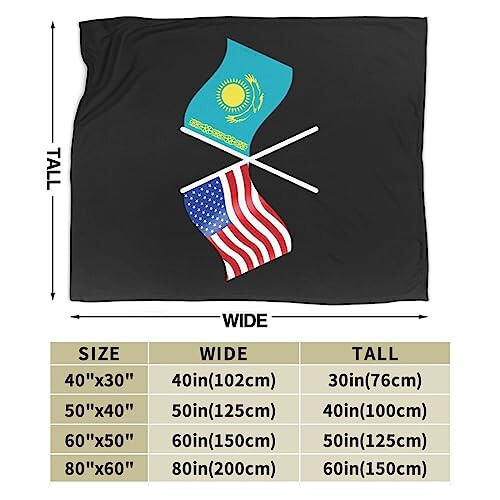 OKLRYNBV Amerikan ve Kazakistan Bayrağı Ultra Yumuşak Mikro Polar Battaniye 60