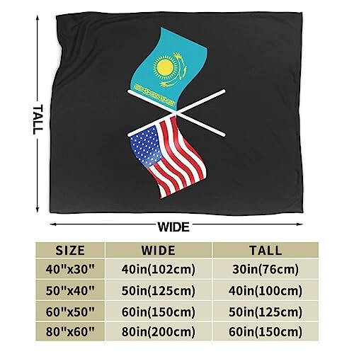 OKLRYNBV Amerikan ve Kazakistan Bayrağı Ultra Yumuşak Mikro Polar Battaniye 60