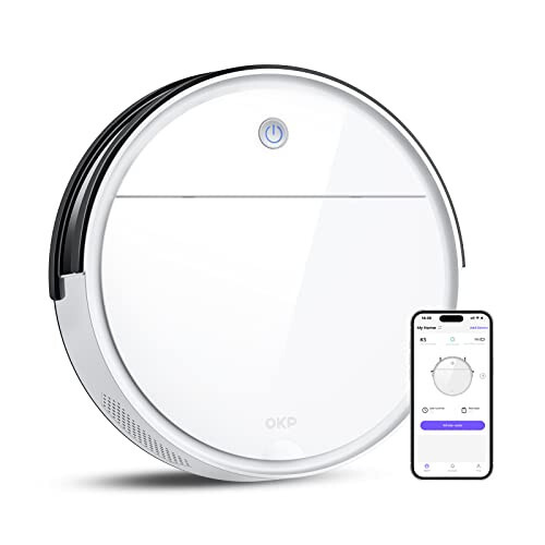 OKP Robot Vacuum Cleaner 2500Pa, 120 Min Runtime, Robotic Vacuum Cleaner with Schedule, WiFi/App/Alexa, Self-Charging, Slim Design, Quiet, Perfect for Hard Floors, Pet Hair, Carpets, K5 - 1