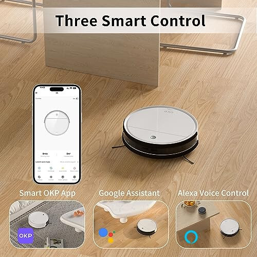 OKP Robot Vacuum Cleaner 2500Pa, 120 Min Runtime, Robotic Vacuum Cleaner with Schedule, WiFi/App/Alexa, Self-Charging, Slim Design, Quiet, Perfect for Hard Floors, Pet Hair, Carpets, K5 - 5