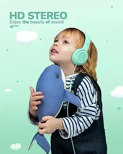 awatrue Kids Headphones for School Toddler Wired with Microphone Plug in Bulk Boys Headset Girls 3+ Year Old Green - AWATRUE (1)