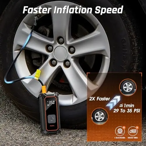 OlarHike Cordless Tire Inflator Portable Air Compressor, 150PSI Dual Power - 5400 mAh & 12V DC, Air Pump for Car Tires, Bike, Motorcycle, Bicycle, Electric Pump with LED Light & Digital Pressure Gauge - 2