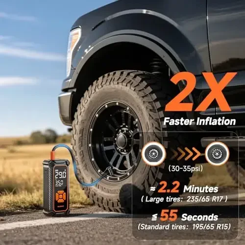OlarHike Cordless Tire Inflator Portable Air Compressor, 150PSI Dual Power - 6000mAh & 12V DC, Air Pump for Car Tires, Motorcycle, Bicycle, Electric Pump with LED Light & Digital Pressure Gauge - 6