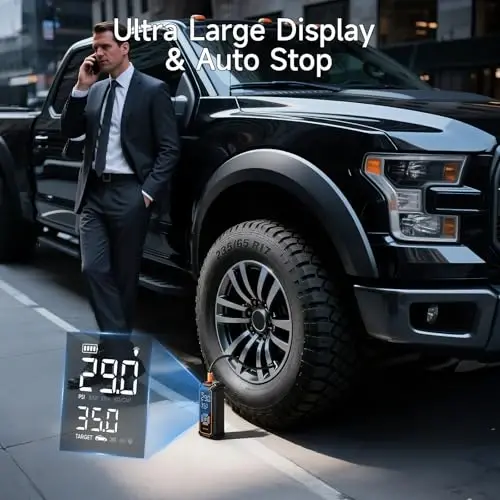 OlarHike Cordless Tire Inflator Portable Air Compressor, 150PSI Dual Power_6000mAh & 12V DC, Air Pump for Car Tires, Bike, Motorcycle, with LED & Digital Pressure Gauge, Gifts for Men & Women - 5