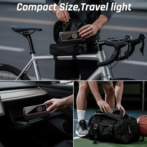 OlarHike simsiz shinalarni puflaydigan portativ havo kompressori, 150PSI qoʻshaloq quvvat_6000mAh & 12V DC, avtomobil shinalari, velosiped, mototsikl uchun havo nasosi, LED va raqamli bosim oʻlchagich bilan, erkaklar va ayollar uchun sovgʻalar - 7