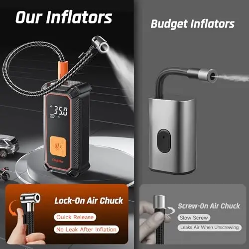 OlarHike simsiz shinalarni shishiruvchi portativ havo kompressori, 150PSI ikki tomonlama quvvat, 5400 mAh avtomobil shinalari uchun havo nasosi, mototsikl, velosiped, otalar uchun LED yorug'lik va raqamli bosim o'lchagichli sovg'alar - 5