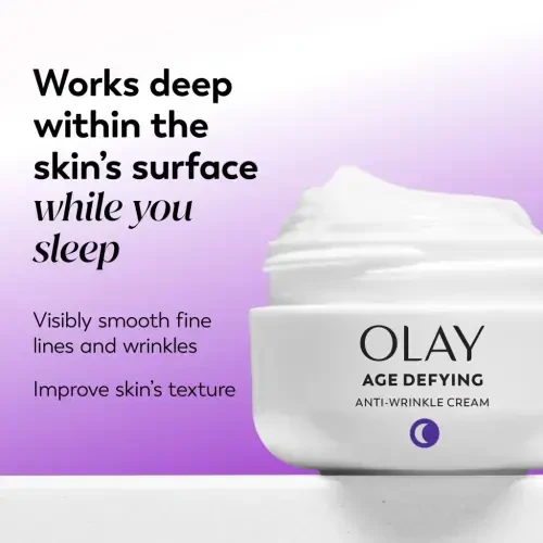 Olay Age Defying Anti-Wrinkle Night Cream, Fights Fine Lines & Wrinkles for Combination Skin, 2.0 oz - 3