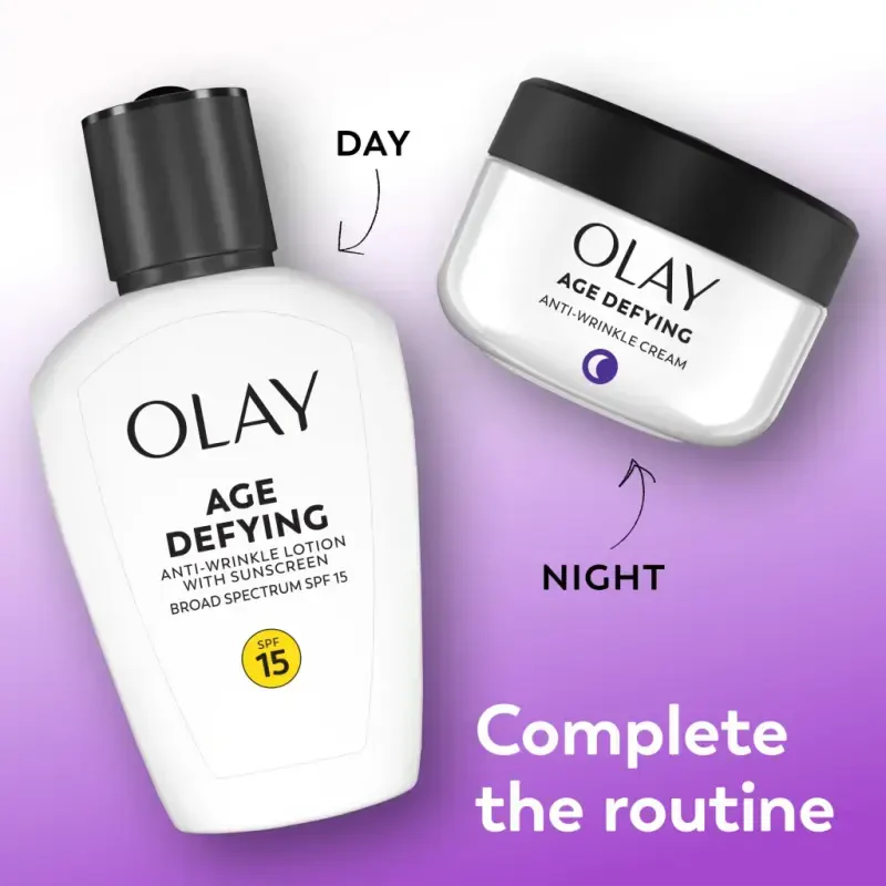 Olay Age Defying qarshi ajinlar kechaki kremi, aralash teri uchun mayda ajinlar va qarshi ajinlarga qarshi kurashadi, 2.0 untsiya - 8