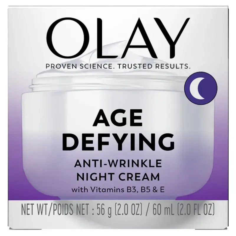 Olay Age Defying qarshi ajinlar kechaki kremi, aralash teri uchun mayda ajinlar va qarshi ajinlarga qarshi kurashadi, 2.0 untsiya - 10