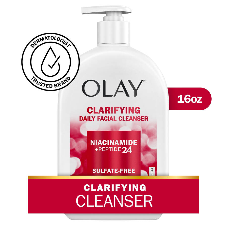 Olay Clarifying Yüz Yıkama Jeli, Niacinamid İçeren Yüz Temizleyici, Her Cilt Tipi için Kuru Ciltlerle Savaşır, 16 fl oz - 1