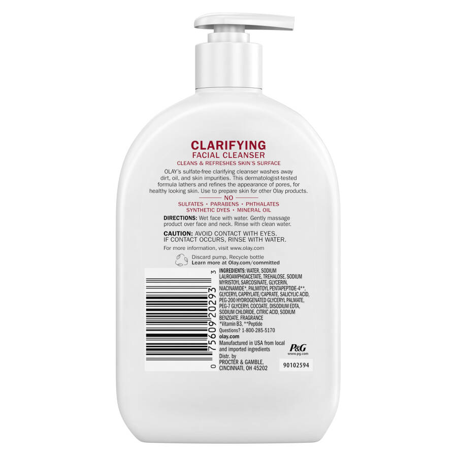 Olay Clarifying Yüz Yıkama Jeli, Niacinamid İçeren Yüz Temizleyici, Her Cilt Tipi için Kuru Ciltlerle Savaşır, 16 fl oz - 4