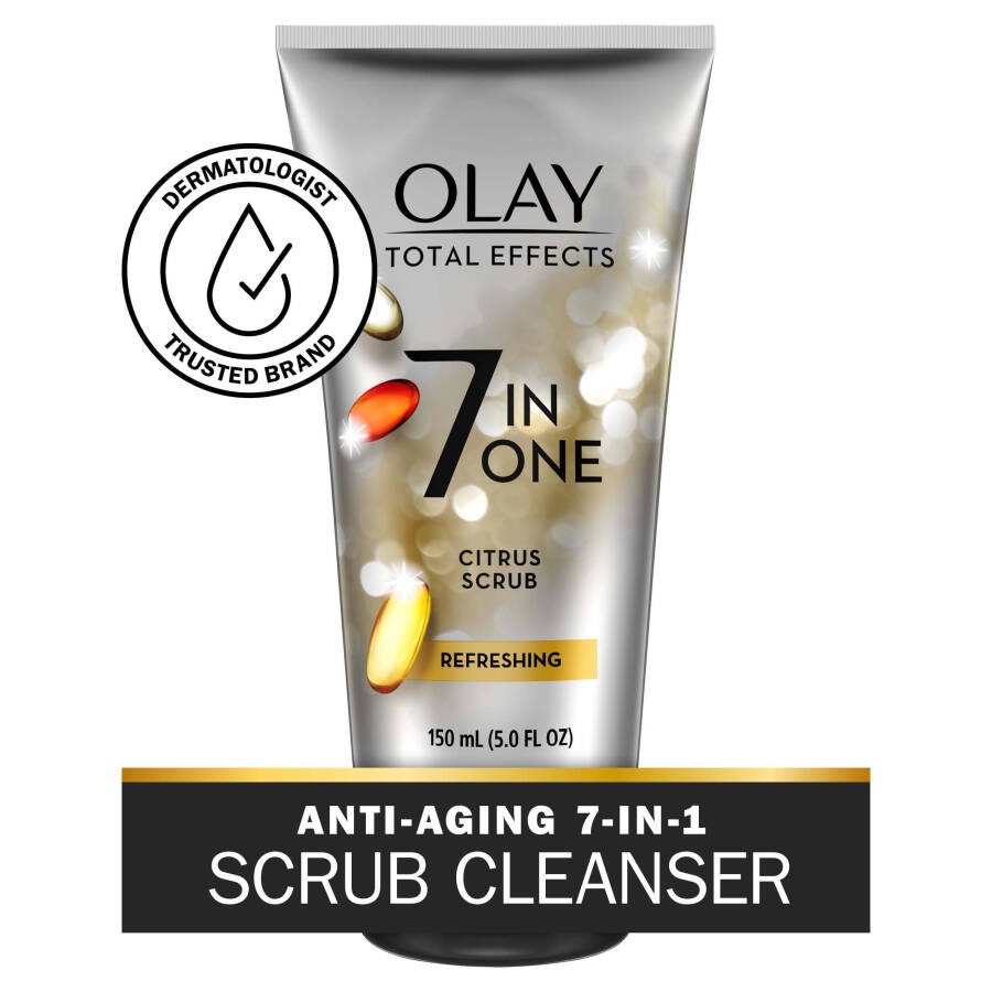 Olay Facial Cleanser, Skincare Total Effects Daily Face Wash, Refreshing Citrus Scrub Facial Cleanser, 5.0 fl oz - 1