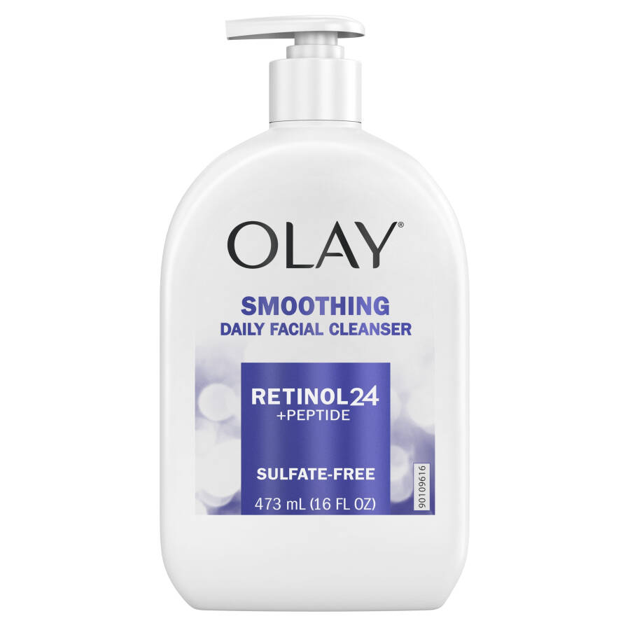 Olay Retinol 24 + Peptide Face Wash, Smoothing, Sulfate-Free, For All Skin Types, 16 oz - 1