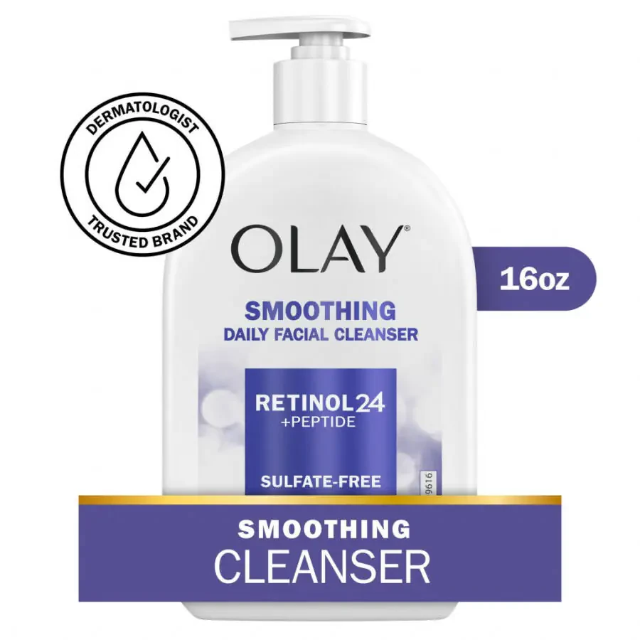 Olay Retinol 24 + Peptide Face Wash, Smoothing, Sulfate-Free, For All Skin Types, 16 oz - 1