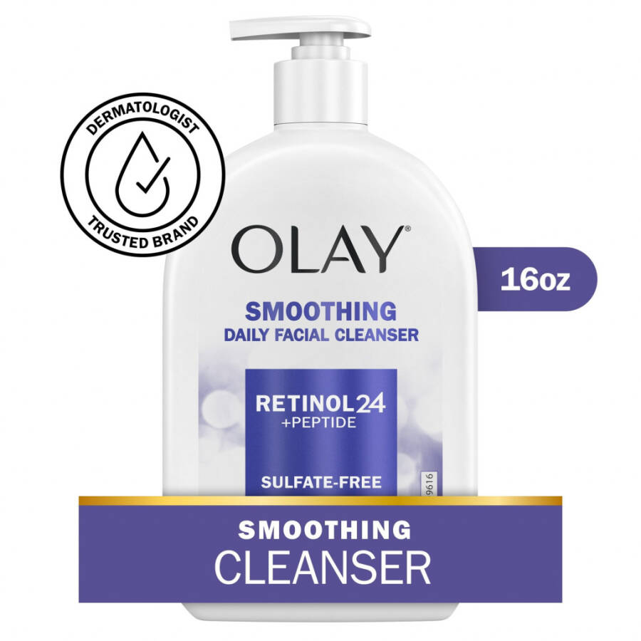 Olay Retinol 24 + Peptide Face Wash, Smoothing, Sulfate-Free, 16 oz - 1