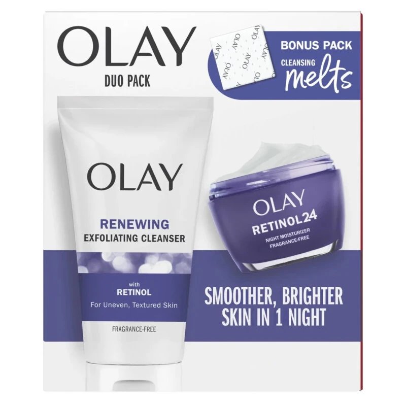Olay Skin Care Beauty Retinol Duo Pack, Face Moisturizer & Face Wash, Smoothing and Anti-Aging, 1.7 oz - OLAY