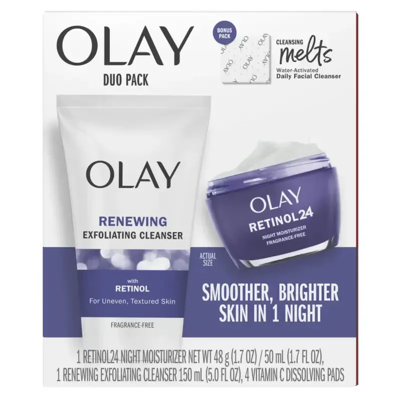 Olay Skin Care Beauty Retinol Duo Pack, Face Moisturizer & Face Wash, Smoothing and Anti-Aging, 1.7 oz - 10