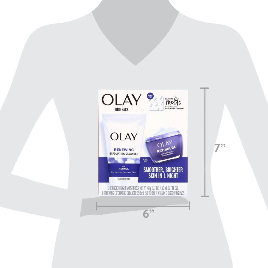 Olay Skin Care Beauty Retinol Duo Pack, увлажняющий и очищающий крем для лица, разглаживающий и омолаживающий, 1,7 унции - 7