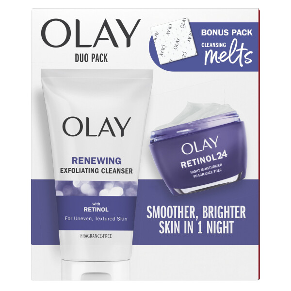 Olay Skin Care Beauty Retinol Duo Pack, увлажняющий и очищающий крем для лица, разглаживающий и омолаживающий, 1,7 унции - 8