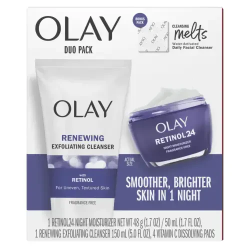Olay Skin Care Beauty Retinol Duo Pack, Yuz Namlantiruvchi va Yuz Yuvuvchi Jeli, Silliqlantiruvchi va Qarilikka Qarshi, 1,7 untsiya - 10