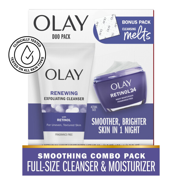 Olay Skin Care Beauty Retinol Duo Paketi, Yüz Nemlendirici ve Yüz Yıkama Jeli, Pürüzsüzleştirici ve Yaşlanma Karşıtı, 1.7 oz - 1