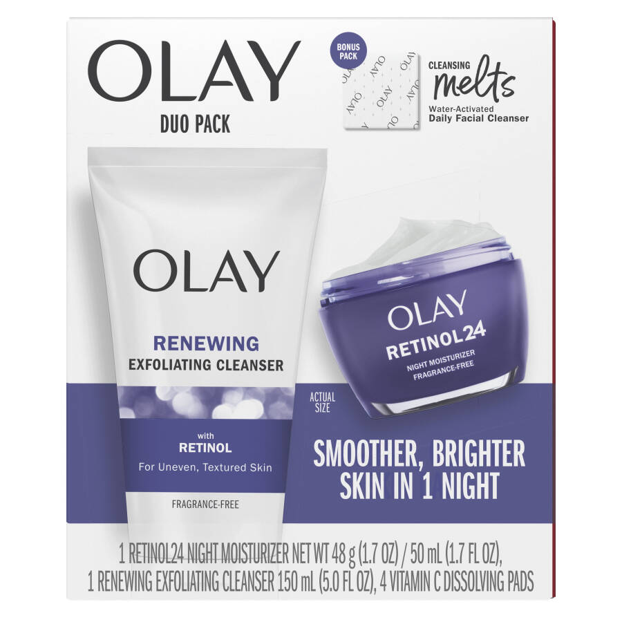 Olay Skin Care Beauty Retinol Duo Paketi, Yüz Nemlendirici ve Yüz Yıkama Jeli, Pürüzsüzleştirici ve Yaşlanma Karşıtı, 1.7 oz - 11