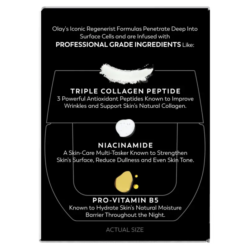 Olay Regenerist Night Recovery Cream with Triple Collagen Peptide, Wrinkle Reducer, Non-Greasy, Fragrance-Free, Hydrating Face Moisturizer for Women, 1.7 oz- - 14
