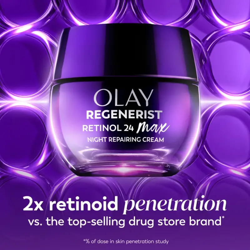 Olay Retinol 24 Max Night Moisturizing Cream with Triple Collagen Peptide, Fragrance-Free, 1.7 fl oz - 9