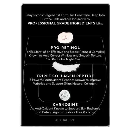Olay Retinol 24 Max Night Moisturizing Cream with Triple Collagen Peptide, Fragrance-Free, 1.7 fl oz - 16