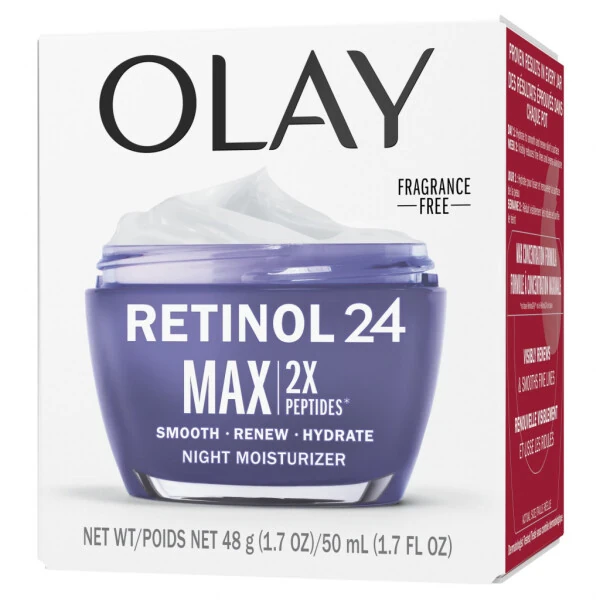 Olay Skincare Retinol 24 MAX Tungi yuzingiz uchun namlagich krem, qayta tiklanuvchi qarishga qarshi krem, 1,7 oz банка - 10