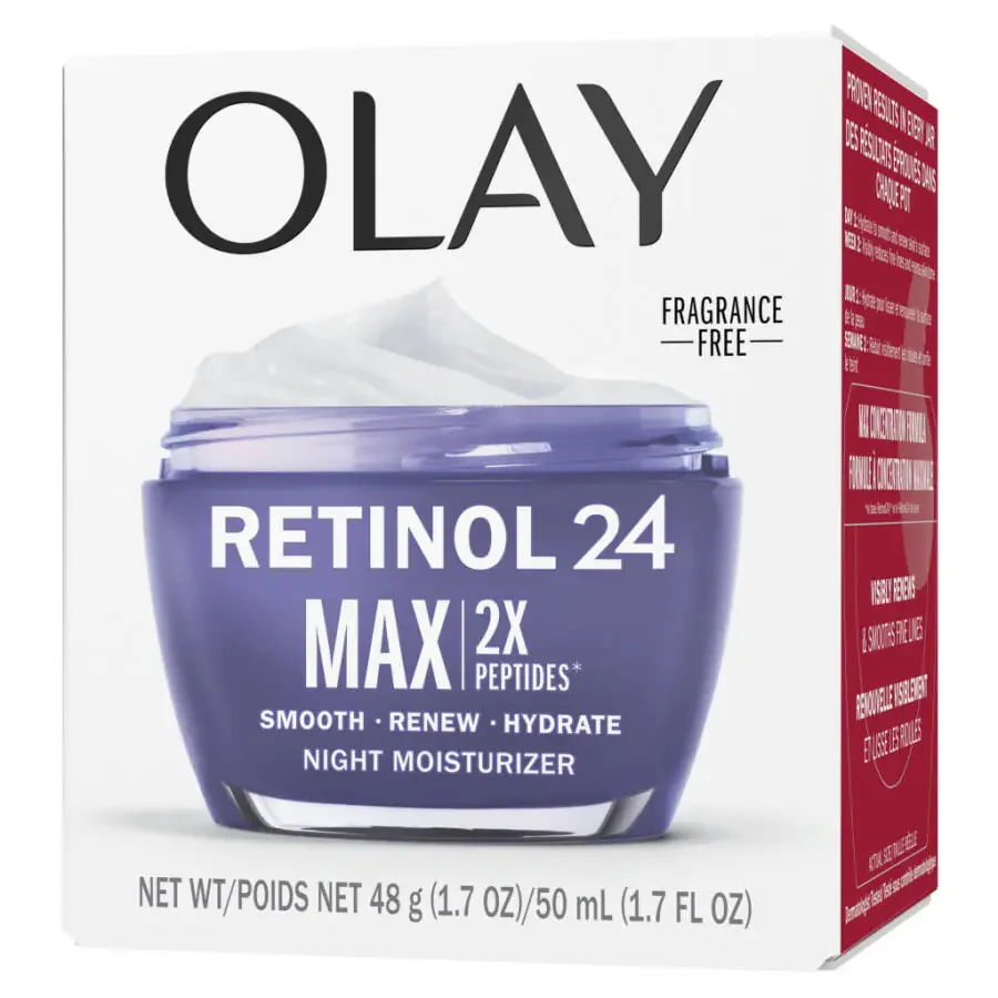 Olay Skincare Retinol 24 MAX Tungi yuzingiz uchun namlagich krem, qayta tiklanuvchi qarishga qarshi krem, 1,7 oz банка - 10