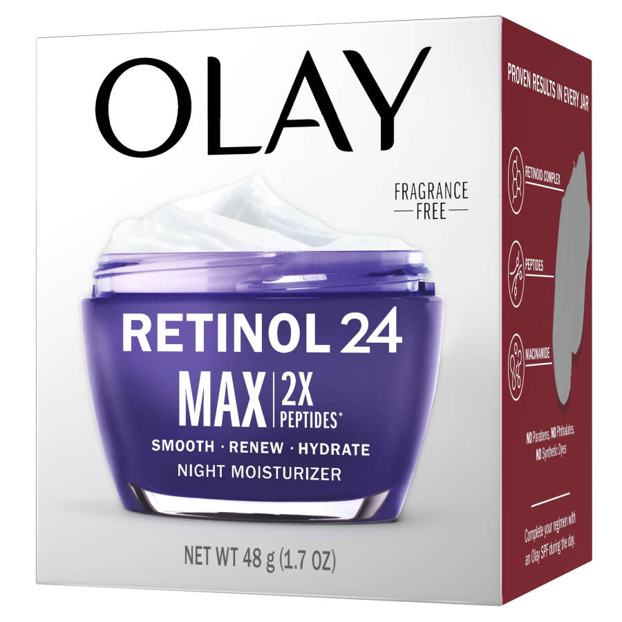 Olay Skincare Retinol 24 MAX Увлажняющий ночной крем для лица, омолаживающий крем, 1,7 унций в банке - 8