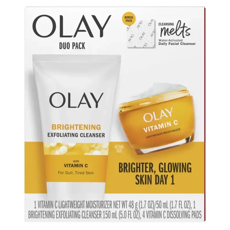 Olay Skincare Vitamin C Gift Set, 2 pieces w Facial Cleanser 5 fl oz, Facial Moisturizer 1.7 fl oz - 1