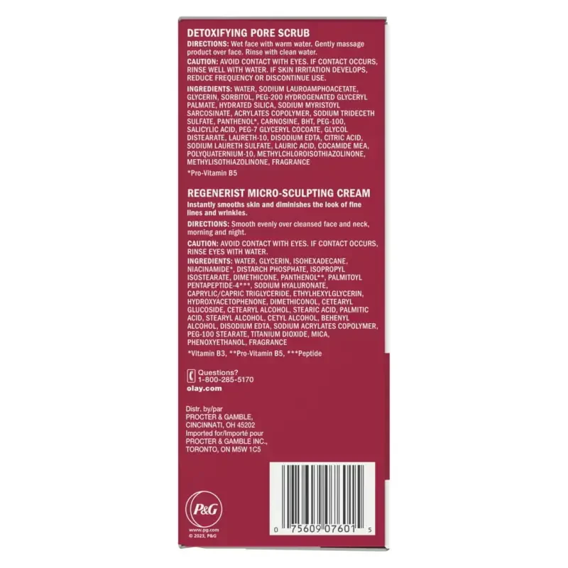 Olay terini parvarish qilish to‘plami, 2 dona Regenerist yuzni yuvish vositasi va qarishga qarshi yuz uchun nemlendirici, 5.0 fl oz/1.7oz - 10