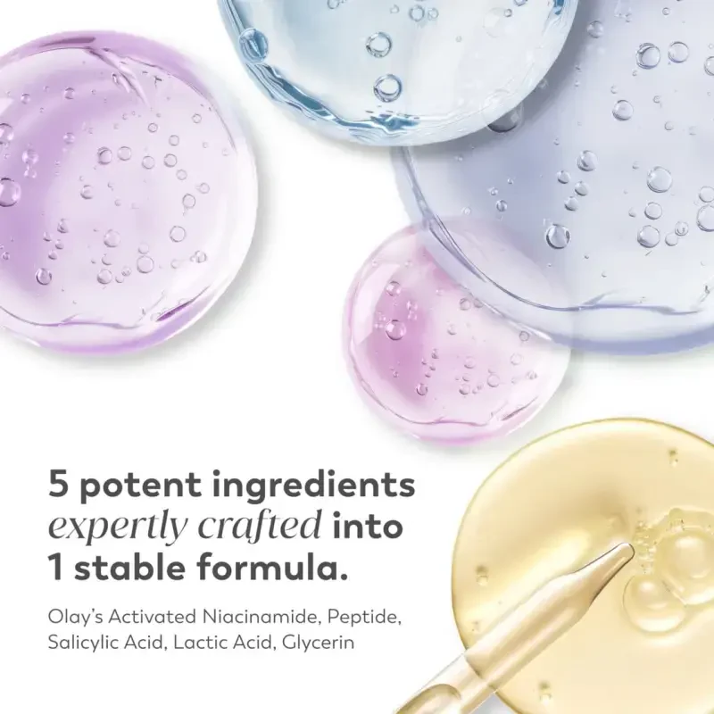 Olay Super Serum Night Repair 5-in-1 Lightweight Skin Cell Renewing Face Serum, 1.0 fl oz Wrinkle Correcting Skin Care Treatment with Salicylic Acid, Niacinamide, Lactic Acid, Glycerin, Peptide- - 3