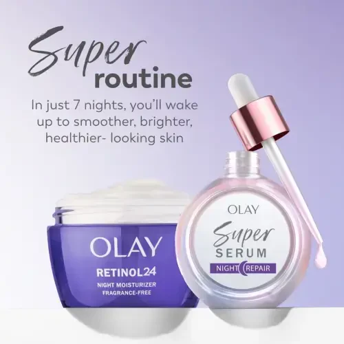 Olay Super Serum Night Repair 5-in-1 Lightweight Skin Cell Renewing Face Serum, 1.0 fl oz Wrinkle Correcting Skin Care Treatment with Salicylic Acid, Niacinamide, Lactic Acid, Glycerin, Peptide- - 10